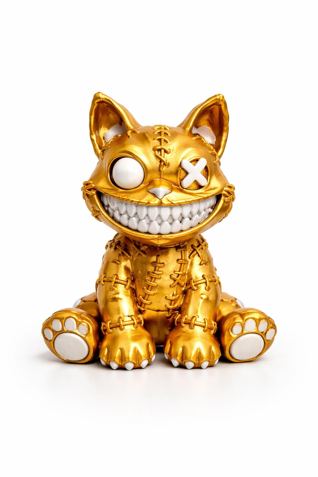 Gato Zombie Frankenstein Dorado